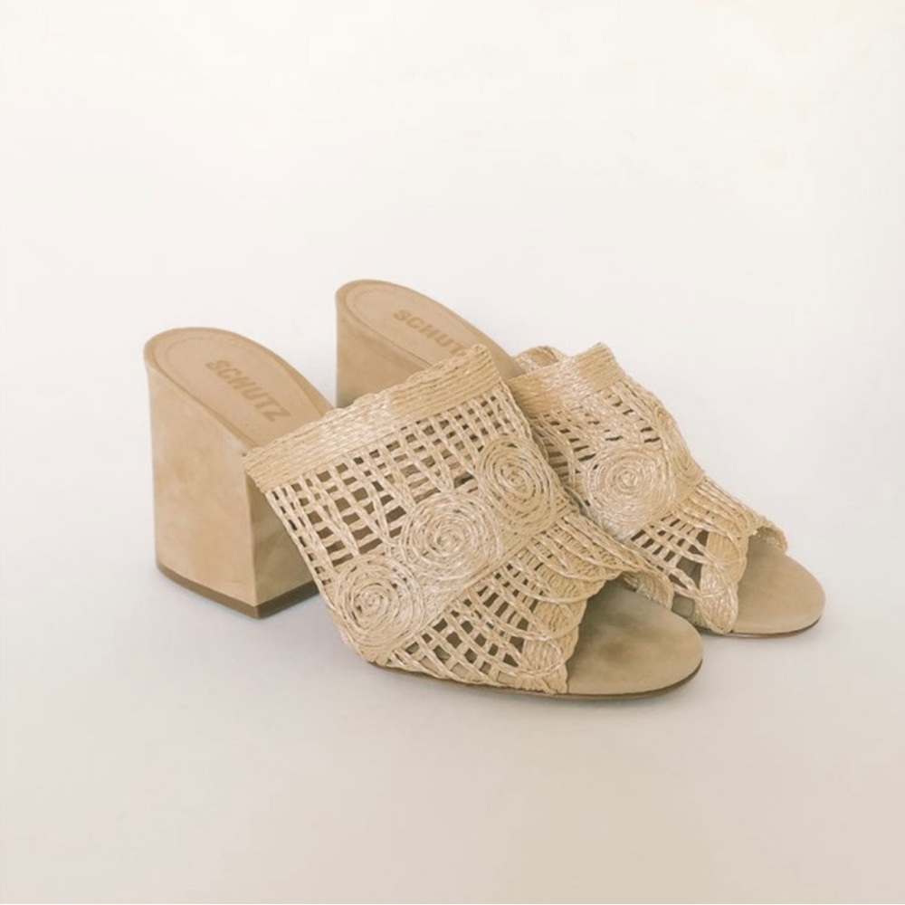 Schutz Kazzin Woven Block Heel Sandal
